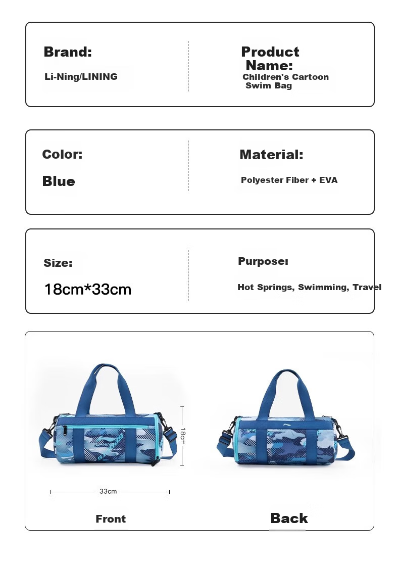 Li-Ning Children's Swimming Storage Bag, Wet And Dry Separation, Boys' Swimming Training Equipment, Portable Crossbody Shoulder Bag for Students 15