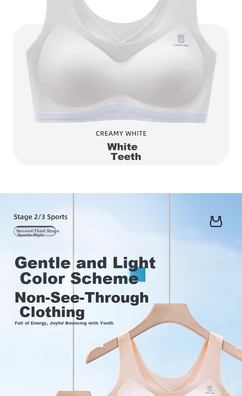 MiiOW 2-Pack Girls' Underwear Bra, for Middle And High School Second Stage Puberty Development, Seamless Sports Anti-Shock Girls' Vest 14