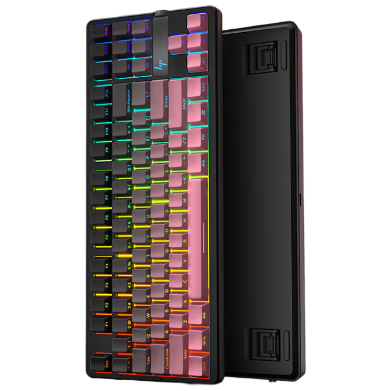 HP GT87 Customizable Wireless Tri-Mode Bluetooth Gaming And E-Sports Dedicated Computer for Office Use, Blackberry Pink Star Mechanical Switch