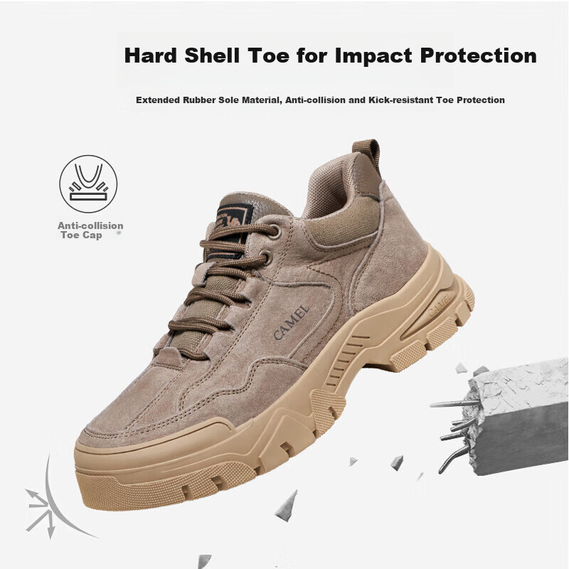 Кроссовки мужские CAMEL Retro Outdoor Hiking Workwear Casual Low-Top Shoes, G13A342170, Хаки, Размер 38