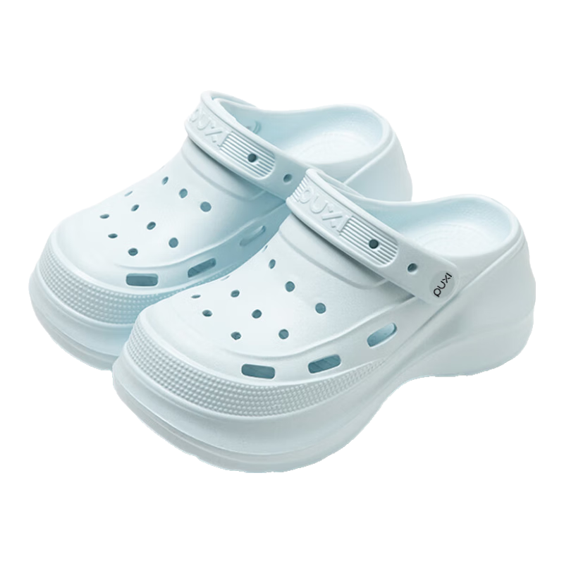 Puxi Women's Thick-Soled EVA Slip-On Clogs Summer Outdoor Non-Slip Odor-Resistant Comfort Toe-Covered Sandals Sea Salt Blue Size 35-36