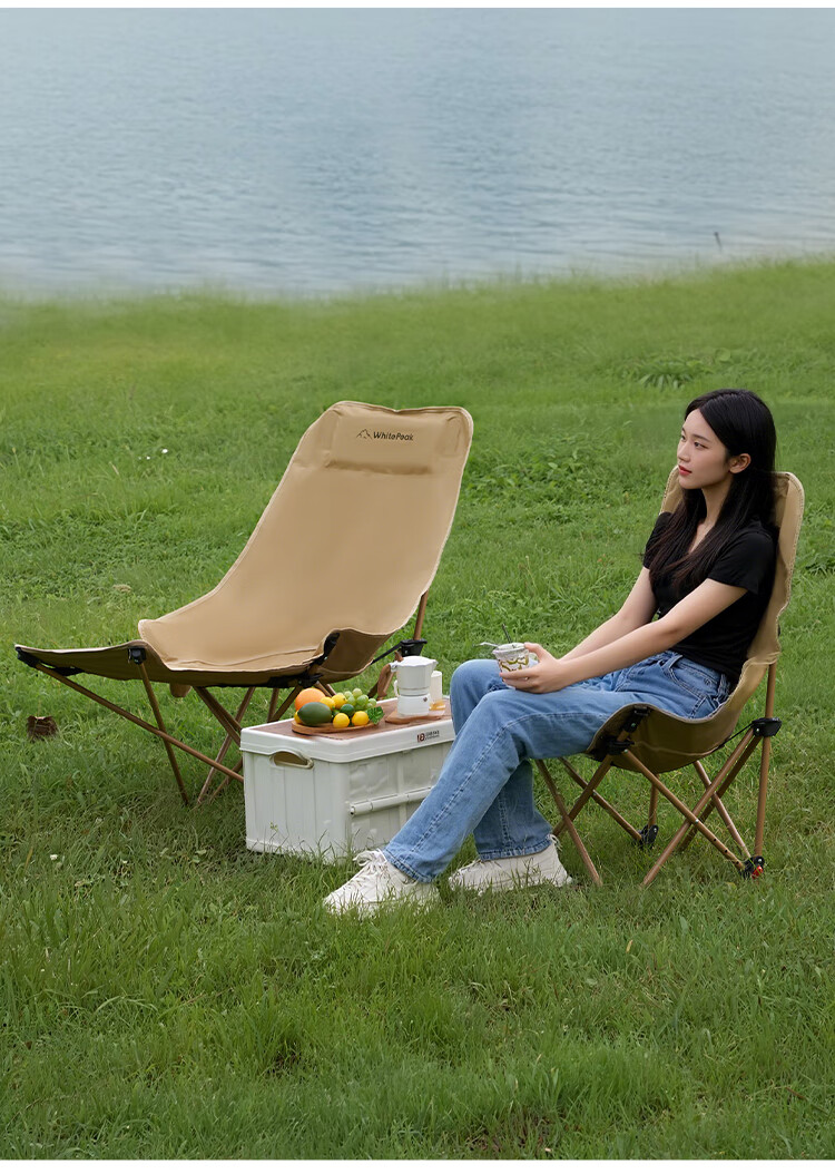 WhitePeak Outdoor Folding Nap Chair Portable Moon Chair Dual-Use Camping Recliner Office Nap Beach Chair 16