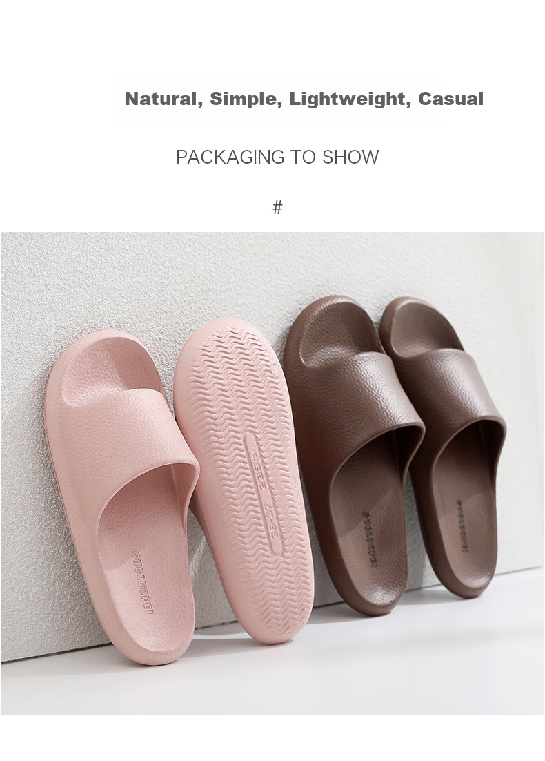 GUOLUOFEI Thick-Soled Slip-On Sandals for Men And Women, Summer Bathroom Shower Non-Slip Indoor Slippers, Light Brown, Size 44-45 8