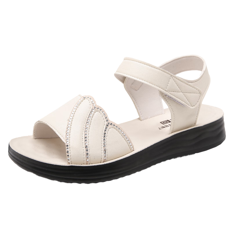 Warrior Mom Sandals Summer Middle-aged and Elderly 50-60 Years New Style Women's Non-slip Soft Sole 0826 White Size 39