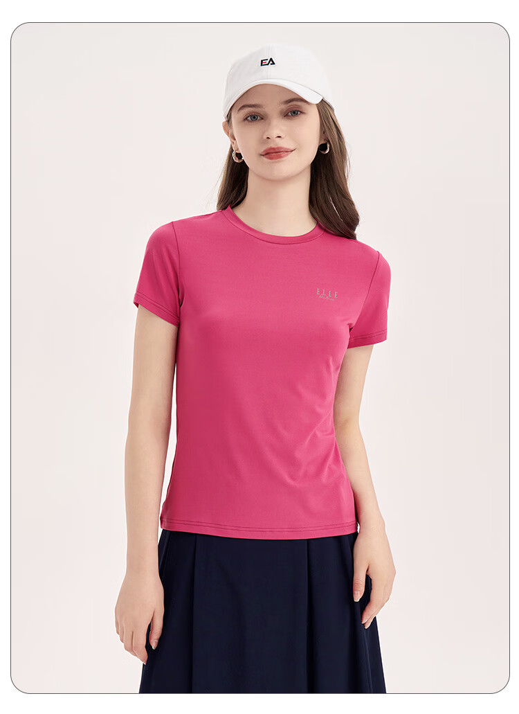 ELLE ACTIVE Quick-Dry Women's T-Shirt Short Sleeve Summer Sportswear Casual Comfortable Running Moisture-Wicking Outdoor Shirt Rose Red L 10