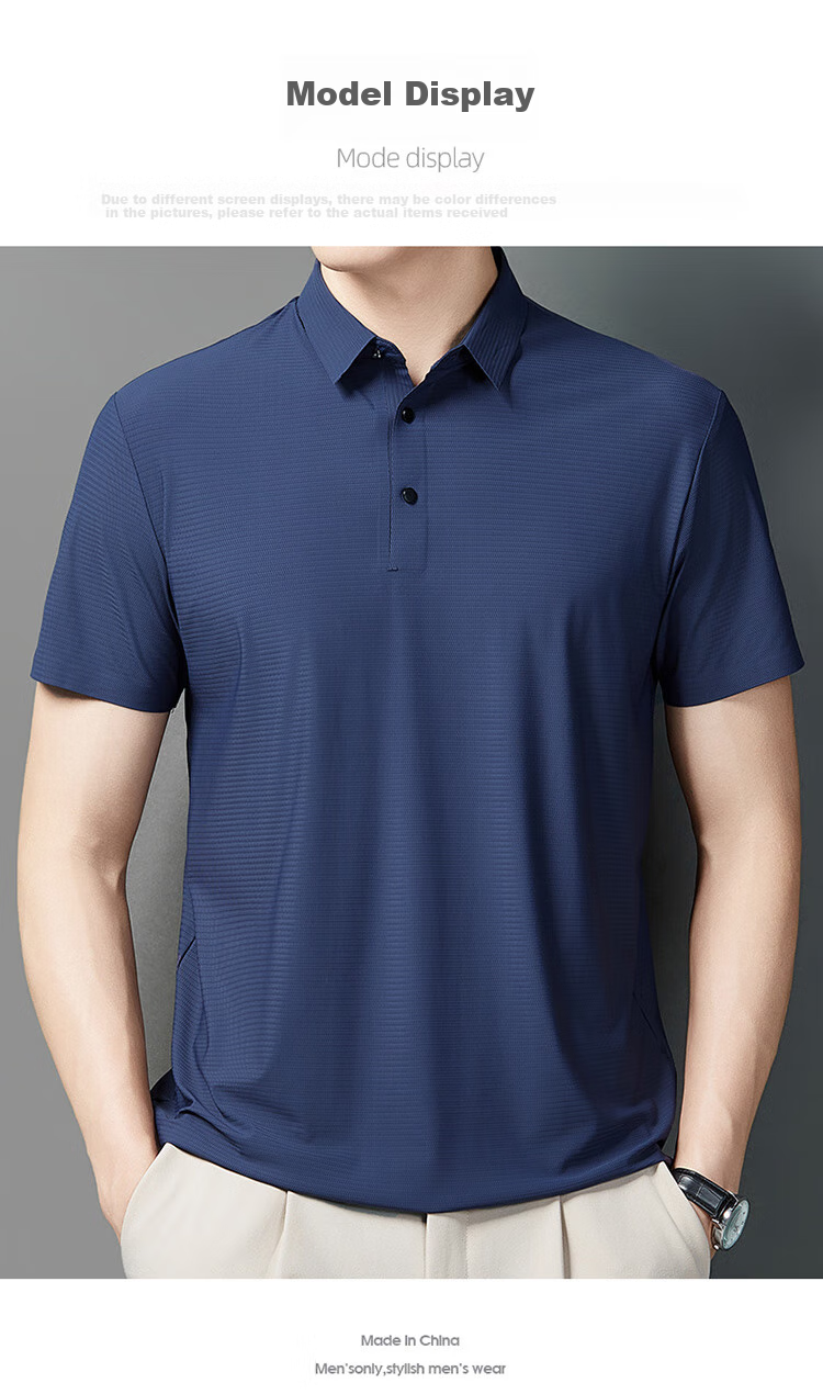 LangSha Polo Shirt for Men, Summer Sports T-Shirt, Loose-Fitting Cool Ice Silk Collar, Short Sleeve Fitness Running Father's Day Gift 14