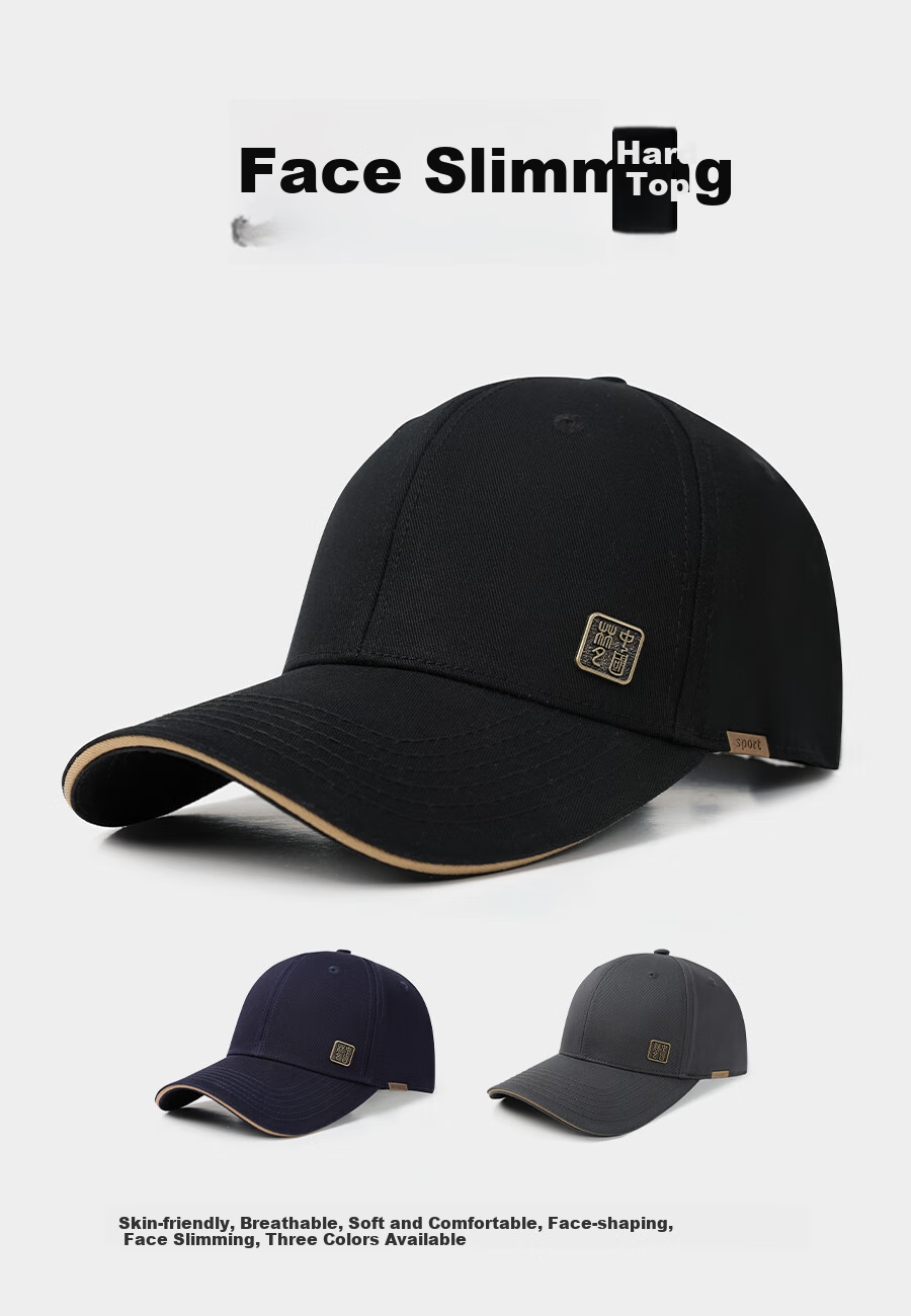 Hengyuanxiang Baseball Cap for Men, Summer Hat with Hard Top, Thin Spring And Autumn Style, High-End Sun Protection Visor Cap, Black 1