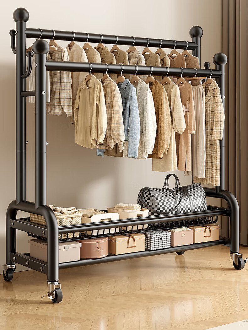 MICOE Clothes Drying Rack, Floor-Standing Bedroom Hanger, Indoor Clothes Rack, Movable Multi-Functional Coat And Hat Stand 2