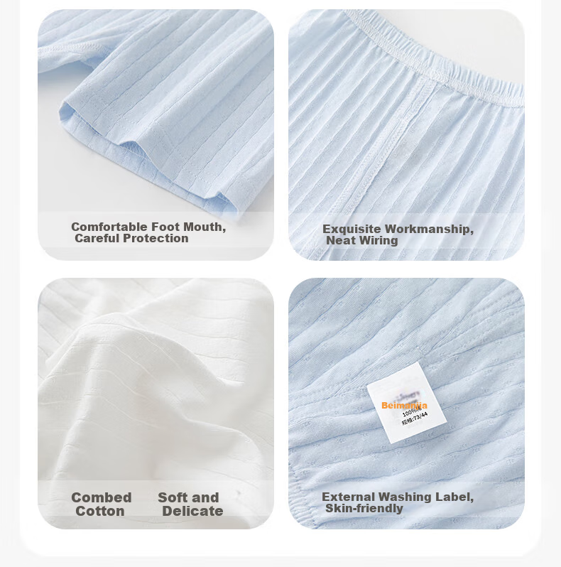 Babyprints Baby Short Sleeve Set Children's Cotton Underwear Homewear Summer Top and Shorts 2-Piece Thin Pajamas Blue 100 4