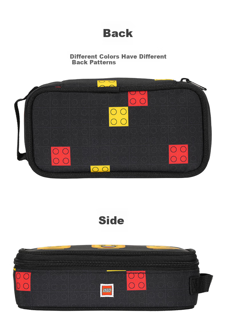 LEGO Stationery Box for Primary And Secondary School Students, Soft Pencil Case with Handle, Multifunctional Simple Design, Black Building Blocks 10052 4