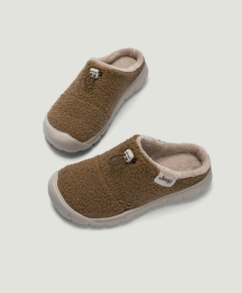 Jeep Women's Fleece-Lined Birkenstock Style Slip-On Mules Autumn Winter Casual Commuter Shoes Dark Coffee Color Size 37 10
