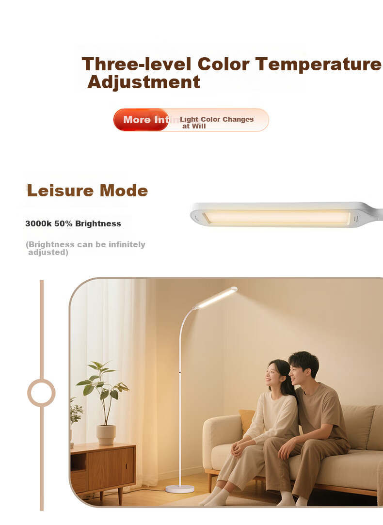 Huipu Floor Lamp Eye Protection for Living Room, Bedroom, Children's Study Room, Student Reading Desk Lamp, Piano Light, Freestanding Puli Guang 9