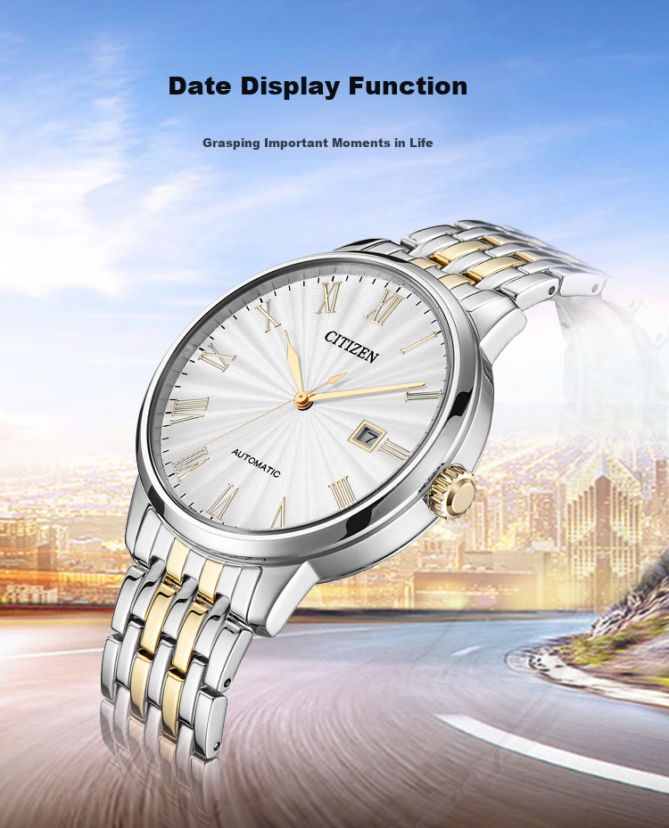 CITIZEN Watch for Men, Japanese And Korean Style, Automatic Mechanical Movement, White Dial, Date Display, Steel Band, Business Style, Gift for Boyfriend, NJ0084-59A 5