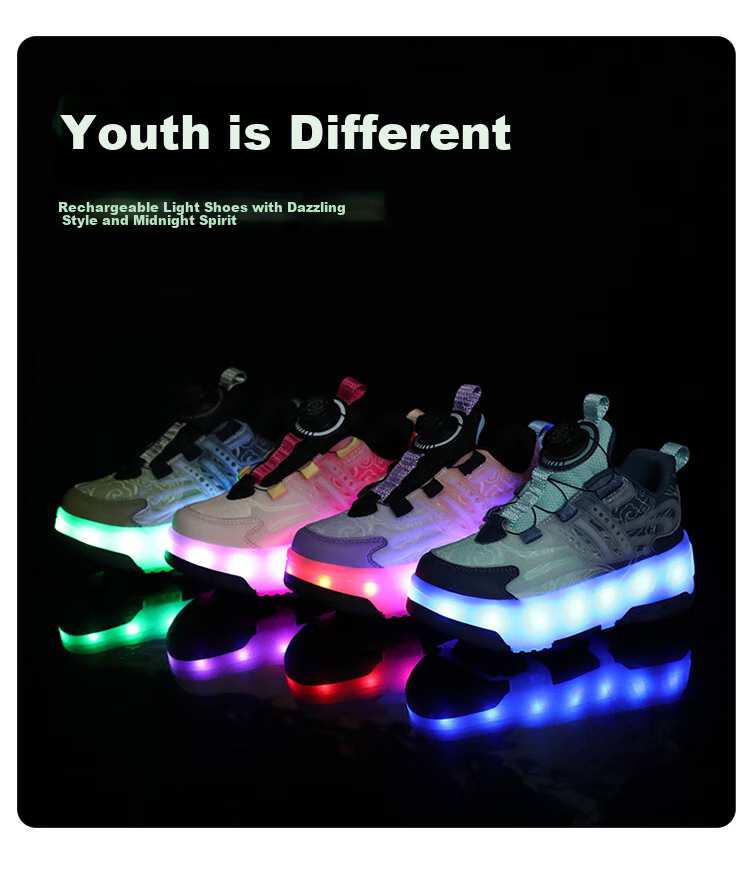 BKG Running Shoes for Girls, Four-Wheel Sports Shoes for Children, Student And Youth Skating Shoes ZYQ23825-B7 Lan Yue 36 5