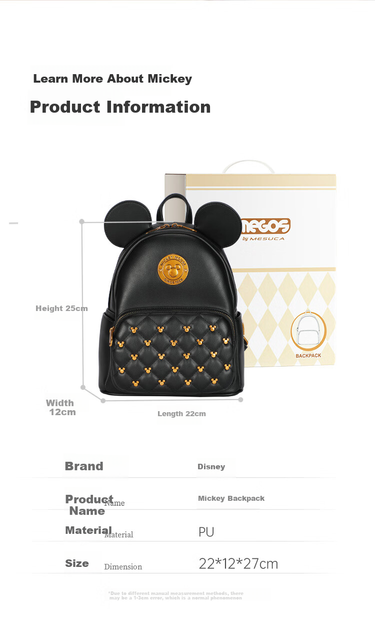 Disney Mickey Mouse Backpack for Women, Luxury Handbag, Gift Box Birthday Present Backpack 28