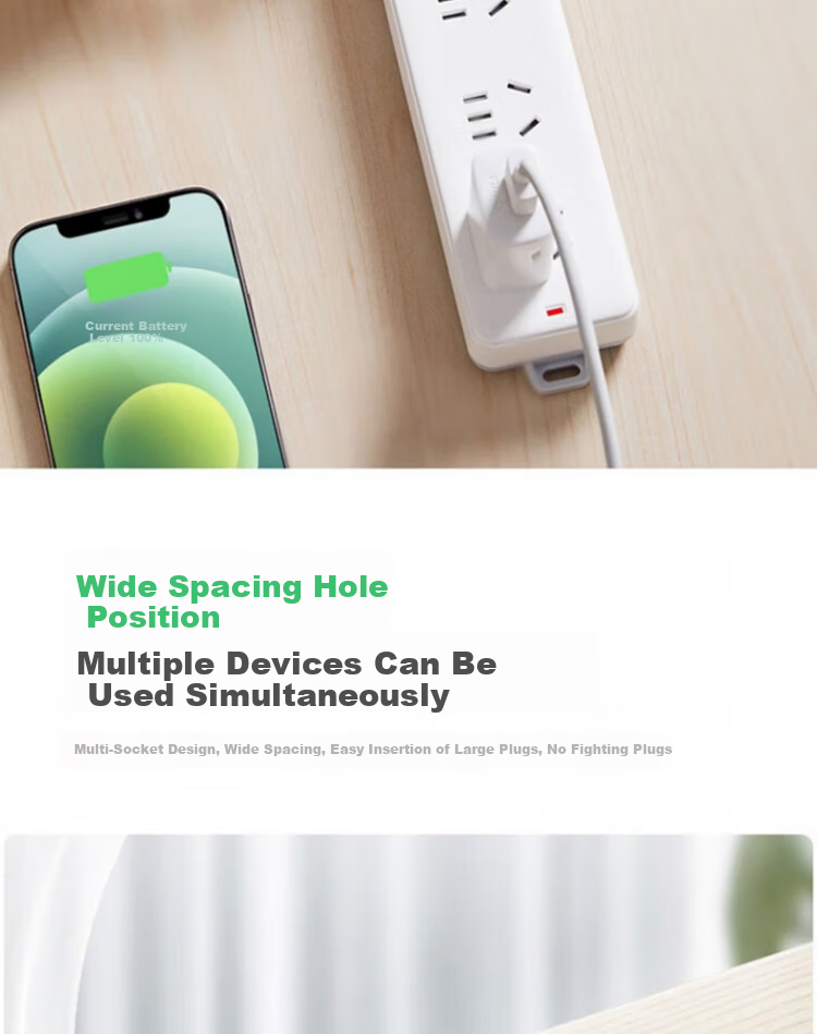 BULL Power Strip Socket Extension Cord, 4 Outlets with Master Switch, 3 Meters, 10A 250V, GN-410 All-White Power Strip 5