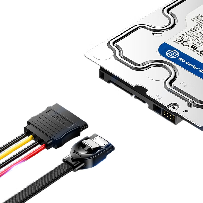 Кабель SATA 3.0 SAMZHE TK07 (прямой к прямому) + кабель питания SATA для SSD, комплект для подключения жесткого диска
