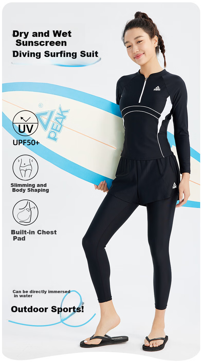 Pike Women's Two-Piece Swimsuit Set with Long Sleeves And Pants, Plus Size, Tummy Control, Slimming, Beach And Hot Spring Swimwear 1