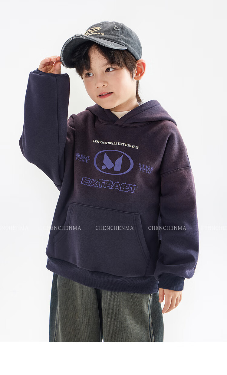 Chenchen Mom Gradient Parent-Child Gradient Color Hooded Fleece Sweatshirt 6762D 11