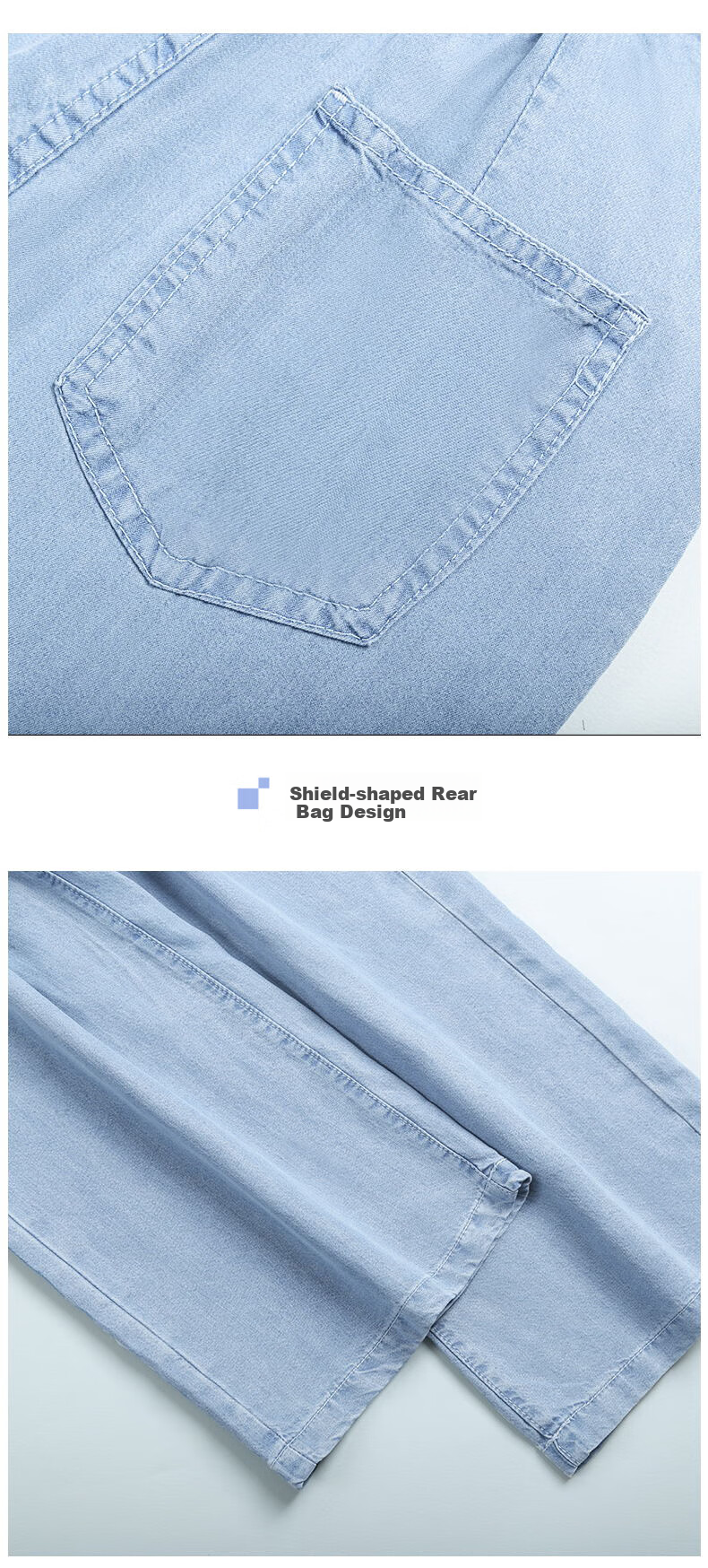 XUEXIMAN Tencel Jeans for Women, Summer Lightweight Slim Straight High-Waist Ice Silk Wide-Leg Pants, Casual Women's Trousers 12