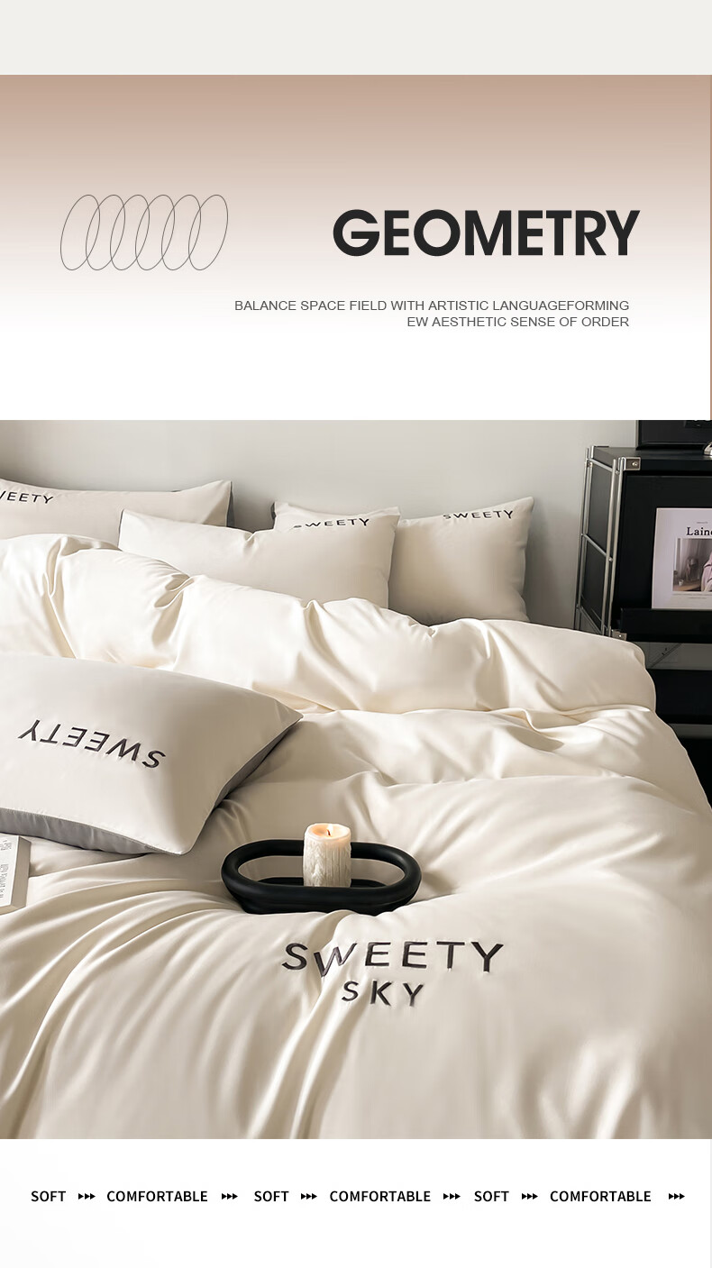 AVIVI Class A Washed Cotton Embroidered Duvet Cover Single Dormitory Single Bed Quilt Cover 150x200 Clear Sky White 7