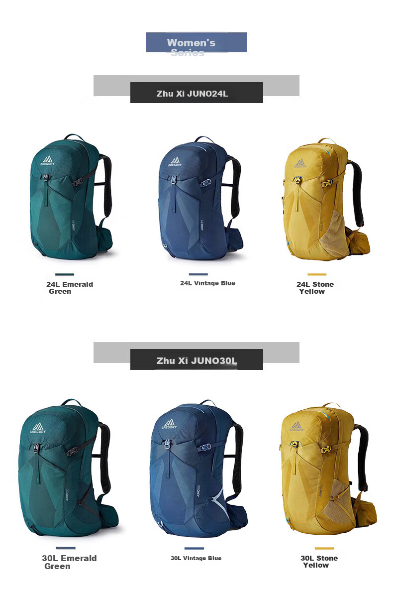 GREGORY Juno Bamboo Creek Outdoor Hiking Backpack for Women, Breathable Double Shoulder Bag, Mountaineering Pack, 30L, Emerald Gree 7