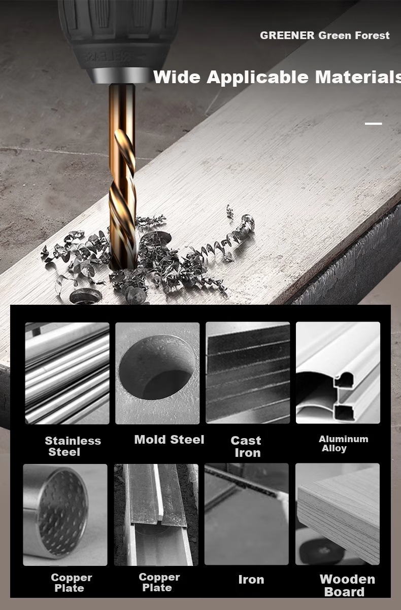 GREENER Hex Shank Twist Drill Bit with Cobalt for Stainless Steel, High Hardness Metal Steel Hand Drill Chuck 6
