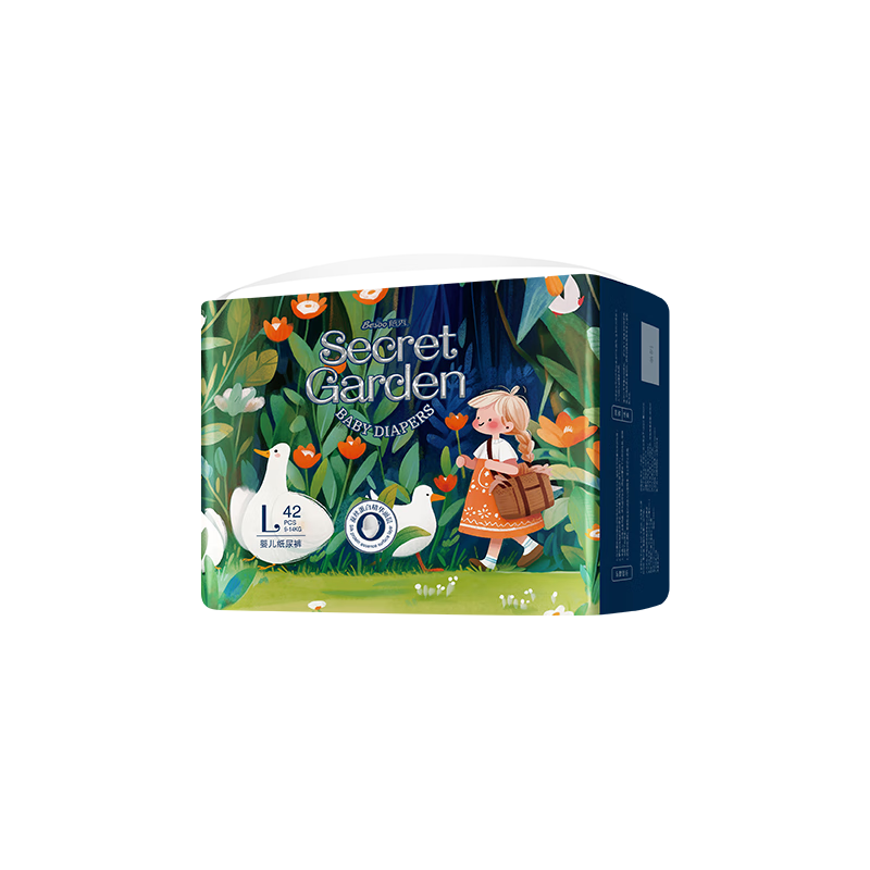 Beixiu Secret Garden Magic Tape Diapers Size L 84pcs (Suitable for 16-20 Jin)
