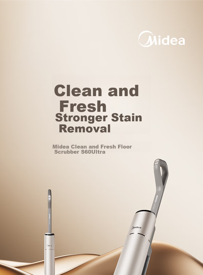 Midea S60Ultra Odorless Floor Scrubber [AI All-Direction Assistance, Smart Liquid Dispensing, Light Dust Detection] Integrated Automatic Cleaning for Mopping And Vacuuming, Top-Of Machine 1