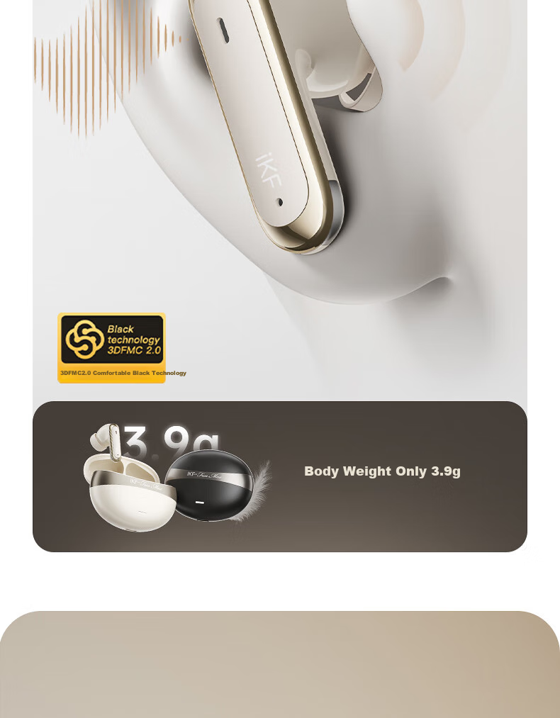 IKF C01 Clip-On Bluetooth Headphones, Wireless Open-Style Bone Conduction, Not In-Ear, for Running And Sports, AI Calling, Noise Reduction, Long Battery Life, Suitable for Huawei And Xiaomi, Midnight Black 12