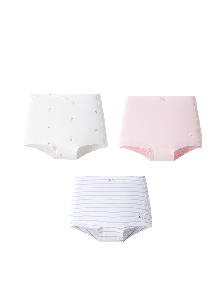 Annil 【3A Grade Antibacterial】Girls' Underwear Boxer Briefs 3-Pack 2025 Autumn New Elastic Breathable 1