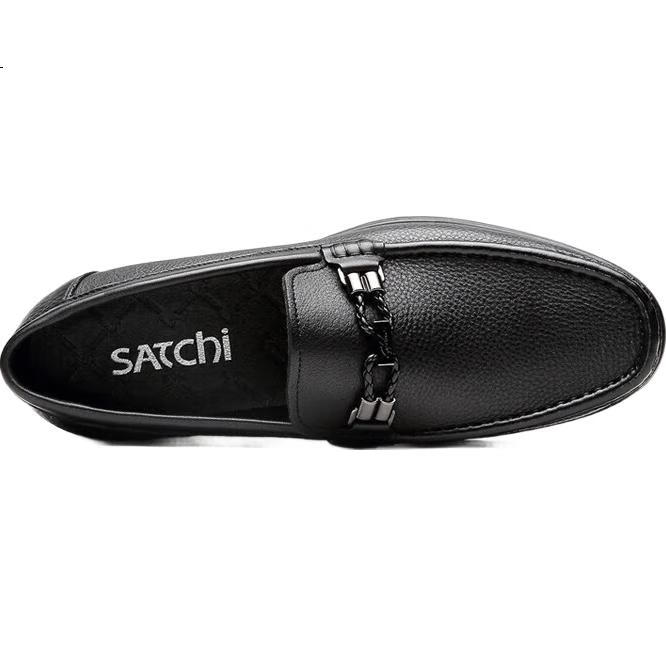 Мужские кожаные туфли SATCHI, удобные, с амортизацией, модель 40822019Z, черные, размер 42
