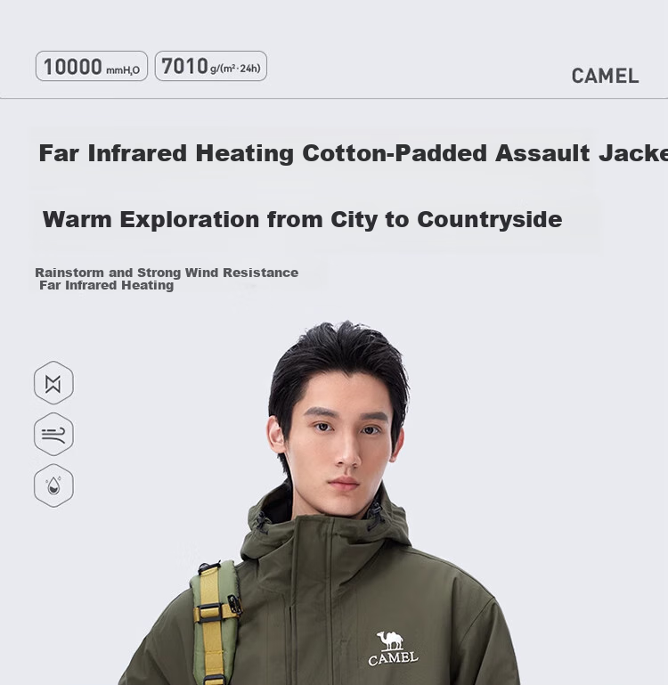 CAMEL Padded Windbreaker Jacket for Men And Women, Hard Shell Coat, Windproof And Waterproof, Tibet Padded Outerwear, Mountaineering Clothing A24CF04677 1