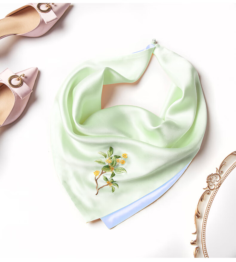 Zhijinlou Suzhou Embroidery Silk Scarf for Women, Mulberry Silk Handmade Embroidered Scarf, Floral Pattern Scarf, Gift for Mom's Birthday Or Mother's Day 6