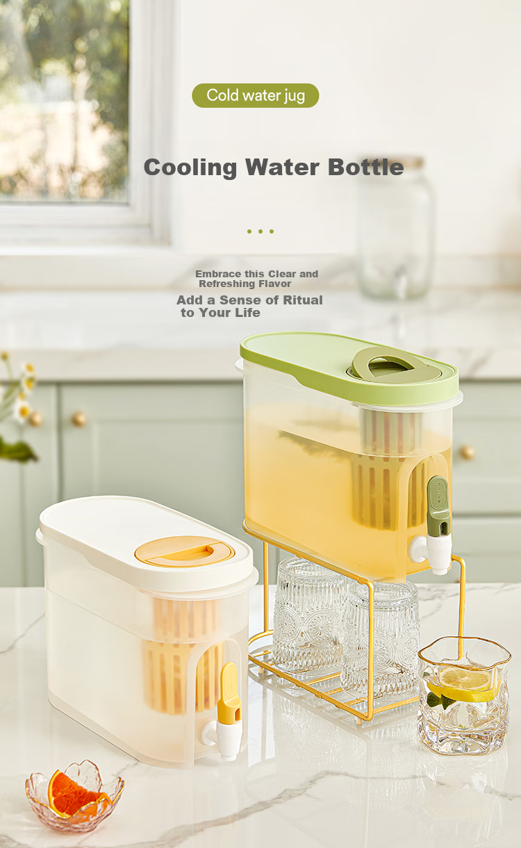 JEKO&JEKO Refrigerator Cold Water Pitcher, Cold Water Jug, Ice Water Pitcher, Cold Brew Pitcher, Beverage Container with Tap, Cold Drink Container, Fruit Tea Jug, Lime Gree 1