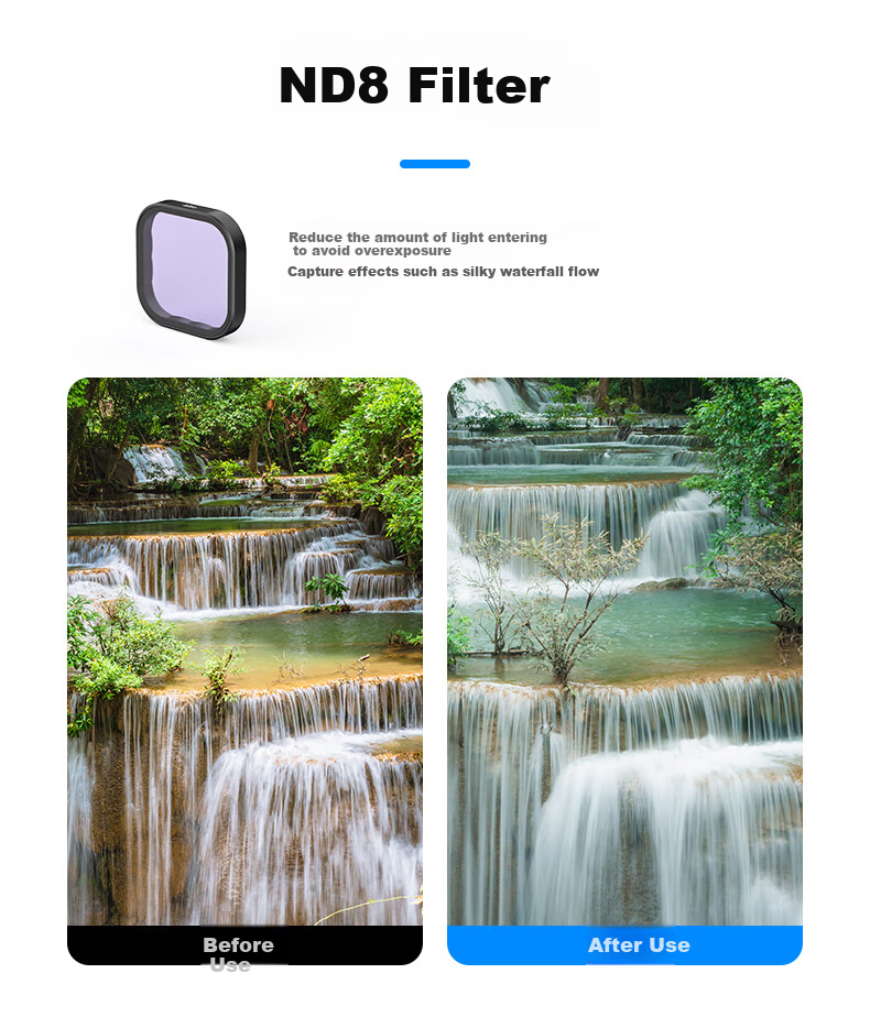 TELESIN Compatible with GoPo13 Filter Set, Including ND Filter, Polarizing Filter, And Sports Camera Filters for GoPro, Including CPL/ND8/ND16/ND32/ND64 6