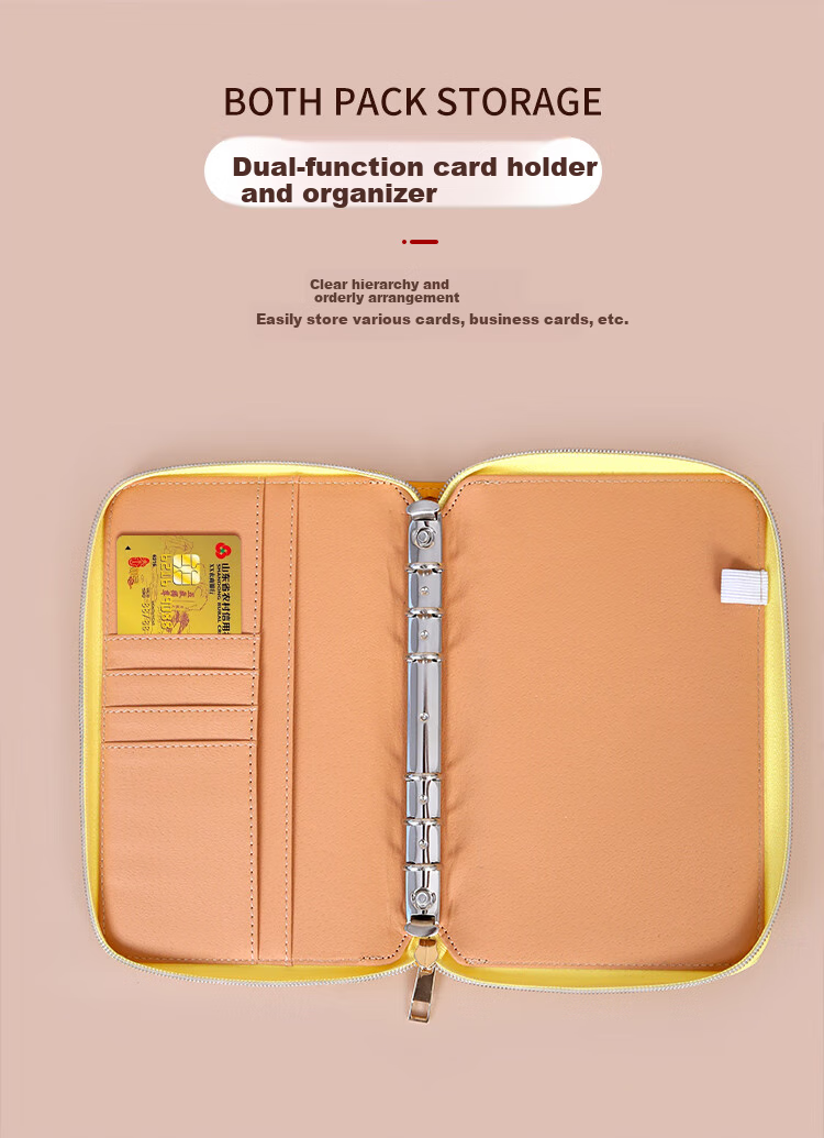 Weimei A5 Business Loose-Leaf Notebook, Multifunctional Zipper Notebook with Detachable Refillable Pages, 25K Simple Meeting Record Book, Work Diary, Customizable 7
