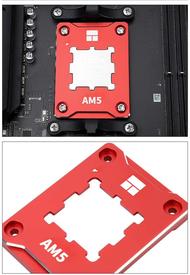 Thermalright AMD-AM5 Secure Frame RED CPU Safety Fixing Frame, All-Aluminum Alloy + Insulation Pad, Cooling Accessories, AMD-ASF RED 11