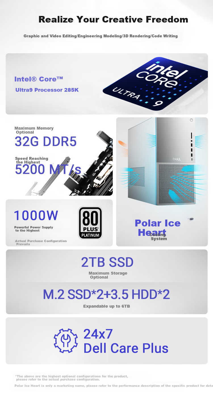 DELL XPS New High-Performance Gaming Desktop Computer (Ultra 9-285K, 32GB RAM, 2TB Storage, RTX50 Series Graphics Card) Black Myth: Wukong AI Training Design Station OpenClaw 1