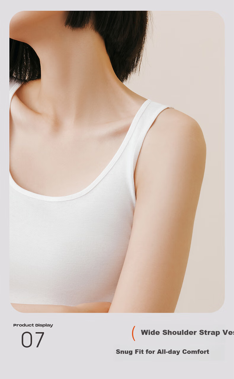 Threegun Women's Camisole Vest [7A Original Yarn Antibacterial] Pure Cotton Ribbed Basic Sleeveless Breathable Stretch 2-Pack 5