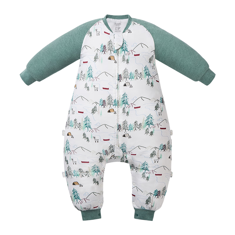 Nest Designs Baby Sleeping Bag with Bamboo Cotton Gauze, Six-Layer Long-Sleeve Split-Leg Design to Prevent Kicking, Suitable for Air-Conditioned Rooms And Forest Paths, Size 90