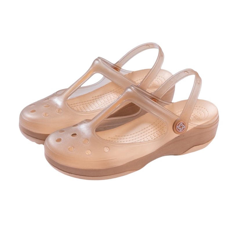 VEBLEN Women's Summer Breathable Outdoor Travel Rainproof Sandals Beach Hole Shoes Tea Gold 38 VBL6601