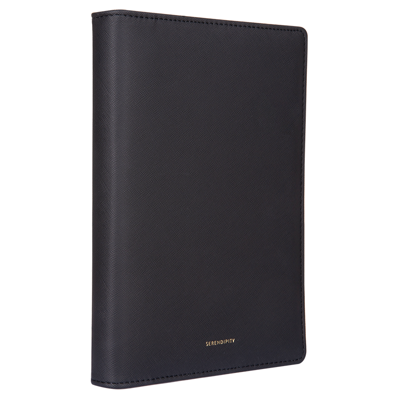 Deli (Deli) 25K 100 Sheets Loose-Leaf Notebook Stationery Morandi Color Business Journal Leather Cover Office Supplies 210mm*145mm Black 22287