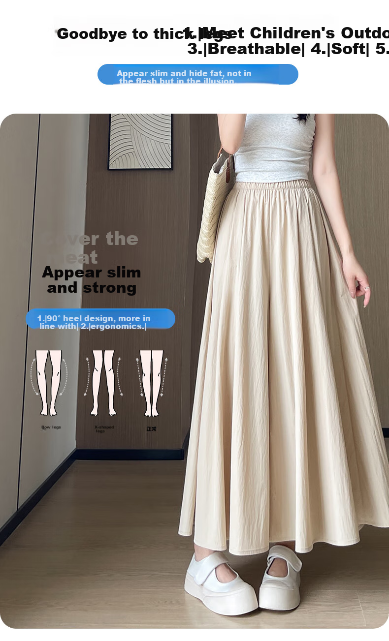 FitonTon Women's High-Waisted Slimming A-Line Skirt Pants, Trendy Casual Loose Wide-Leg Trousers for Summer 2026 New Collectio 4