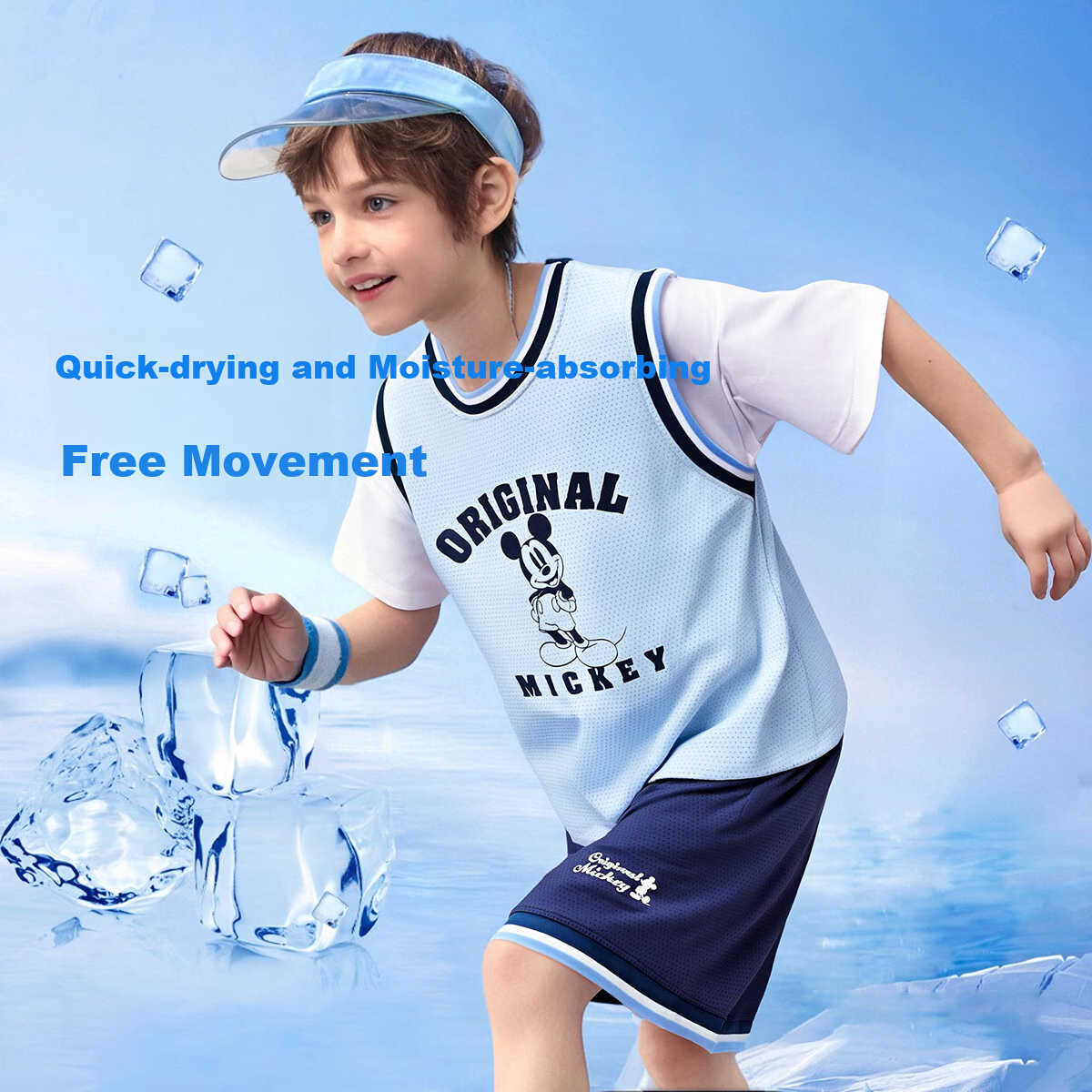 Disney Boys' Summer Outfit Set, 2026 New Stylish Children's Short-Sleeve Set, Quick-Dry Sports Two-Piece Clothing for Summer