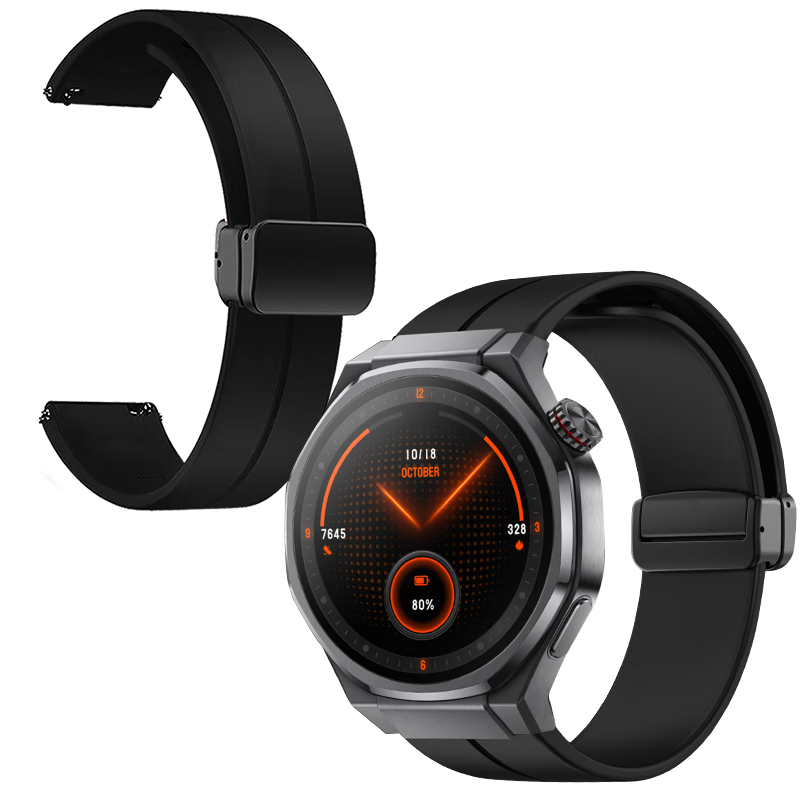 Freeson Compatible with Honor Watch 5 Ultra Strap, Speedster eSIM Smartwatch Band, Liquid Silicone Skin-Feel Soft Strap with Magnetic Folding Clasp (22mm), Black