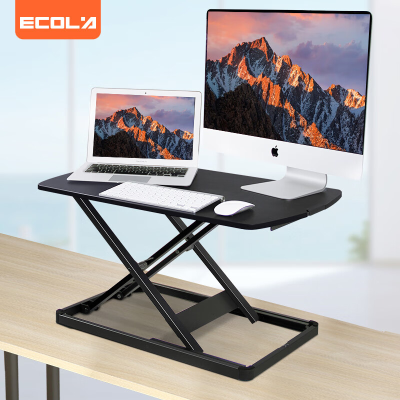 ECOLA Height Adjustable Computer Desk, Standing Desk with Adjustable Computer Stand, Laptop Desk Riser, D004BK