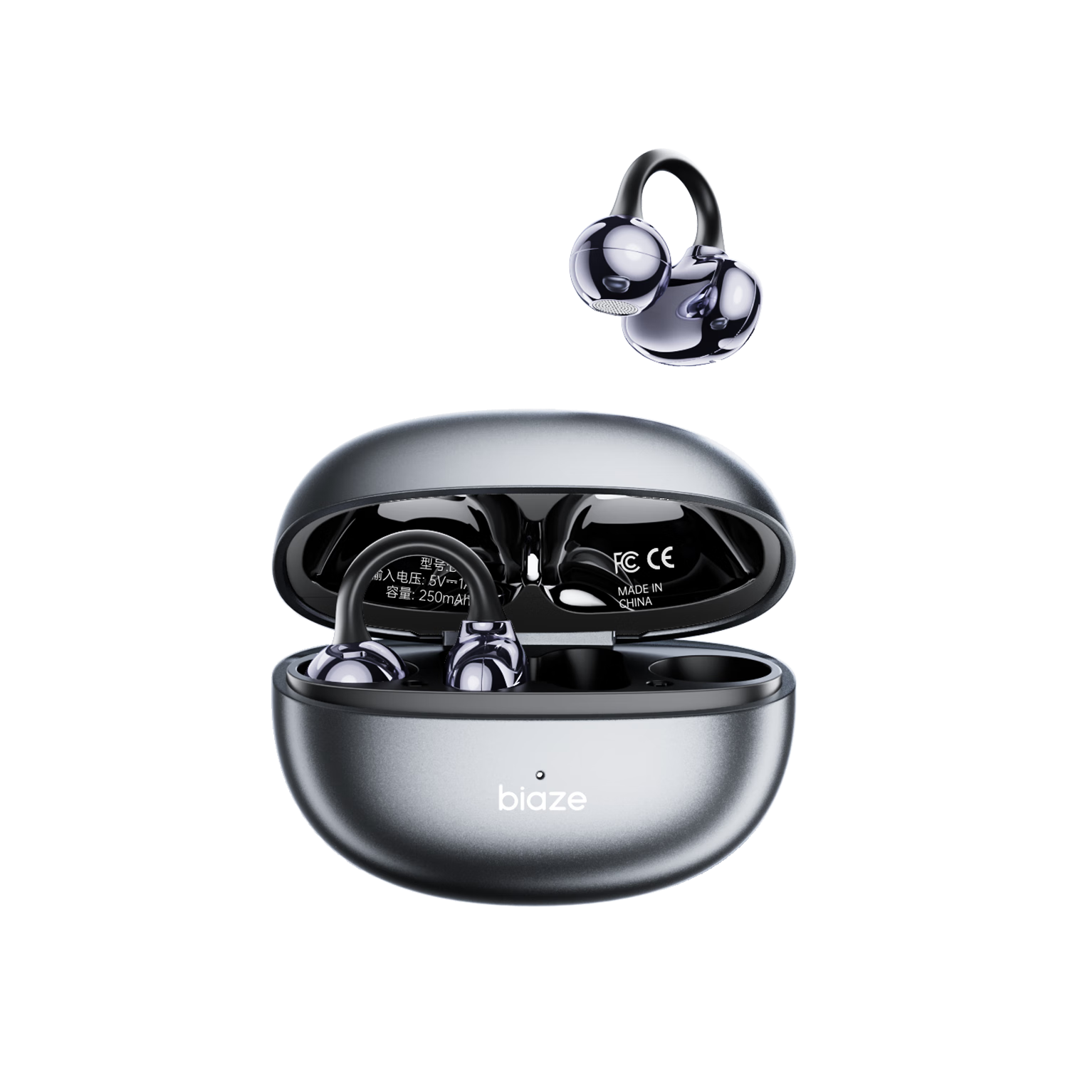 BIAZE Bluetooth Headphones, Open-Concept Bone Conduction Ear Clip, Noise-Cancelling for Gaming And Sports, Clear Music And Calls, New True Wireless Design with Ultra-Long Battery Life, Black