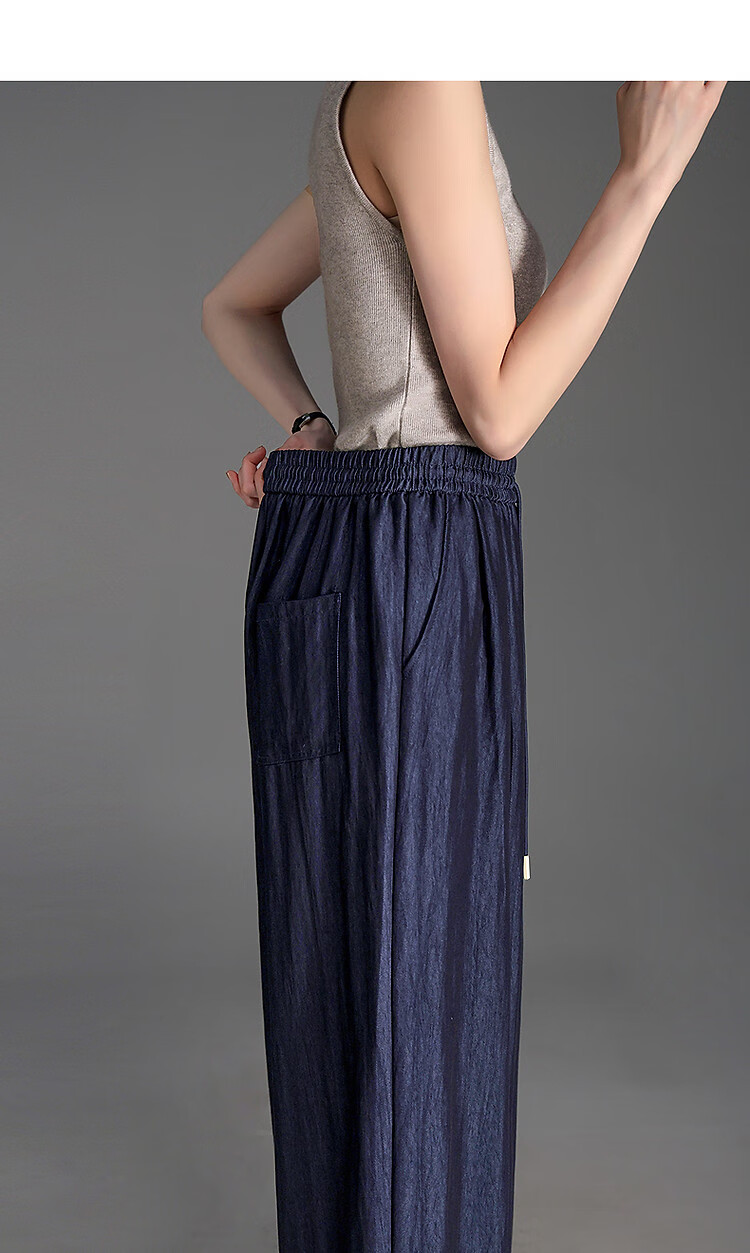 Dme Air Slim Pants, Summer Design Wide-Leg Elastic Waist Loose-Fitting Flared Hem Casual Pants for Petite Women to Conceal Body Shape 6