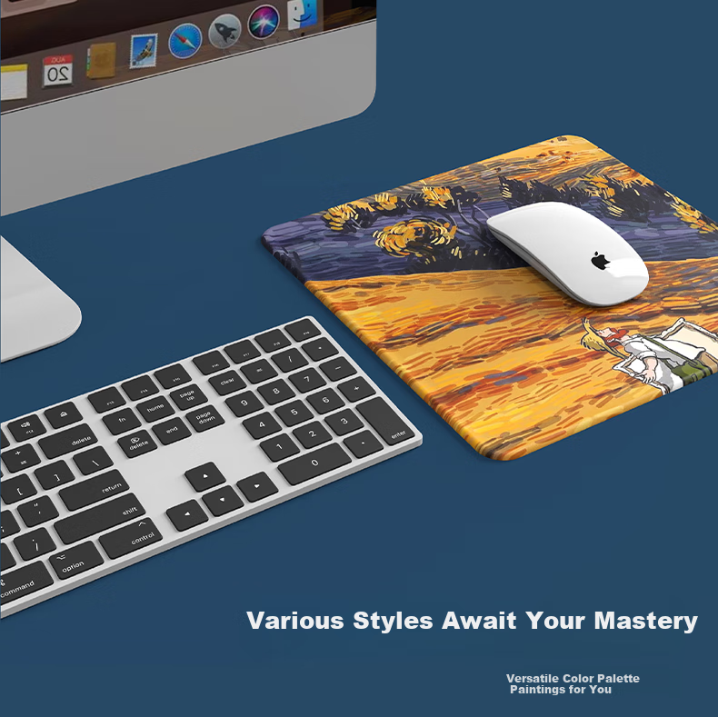 Jiasu Office Mouse Pad, Thickened Silicone Creative Mouse Pad for Men And Women, Personalized Van Gogh Oil Painting Wrist Support Mouse Pad 【Van Gogh - Train】Silicone Mouse Pad 4